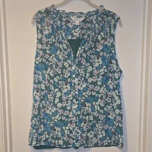 Market & Spruce Green Floral Blouse